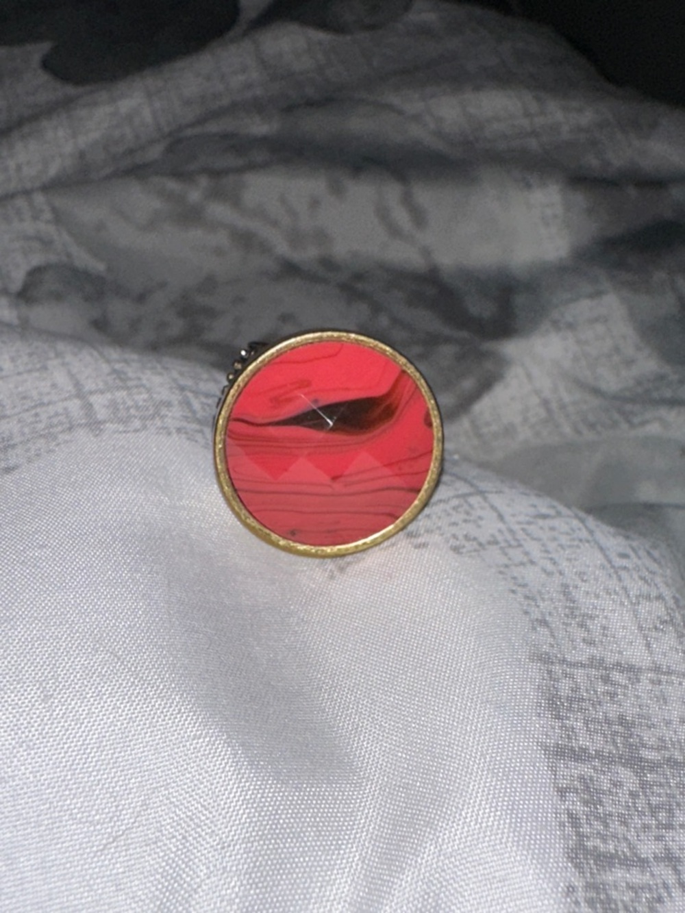 Lia Sophia vintage Red and antique Gold Round Statement Ring